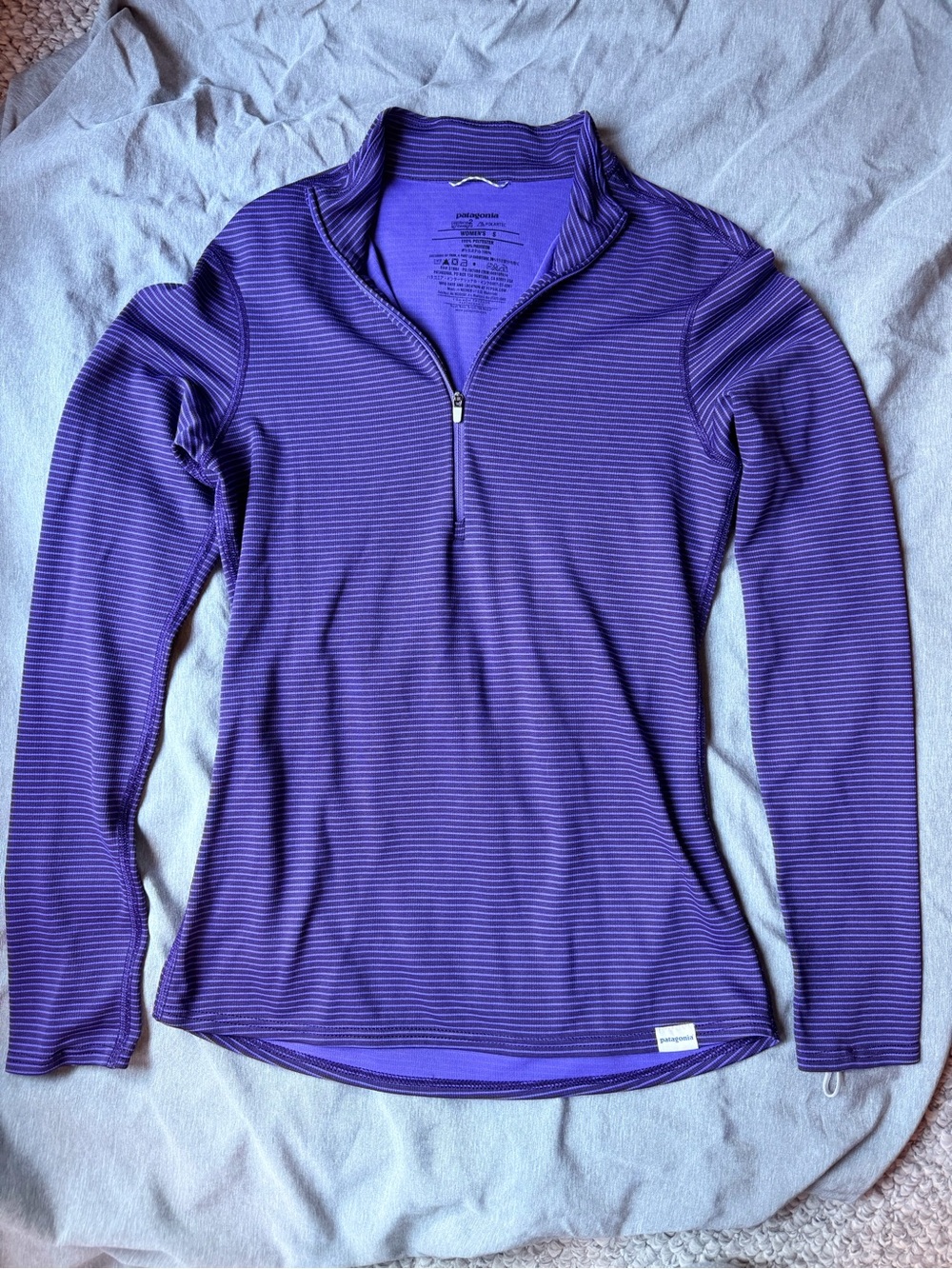Patagonia Purple Striped Quarter-Zip Lightweight Pullover